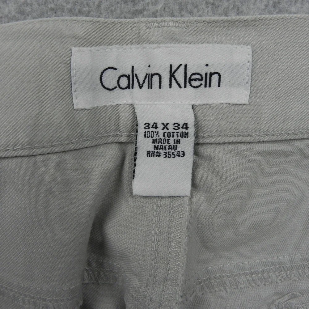 Calvin Klein Chinos Mens 34x34 Straight Leg Light Gray Cotton Twill Pants Casual